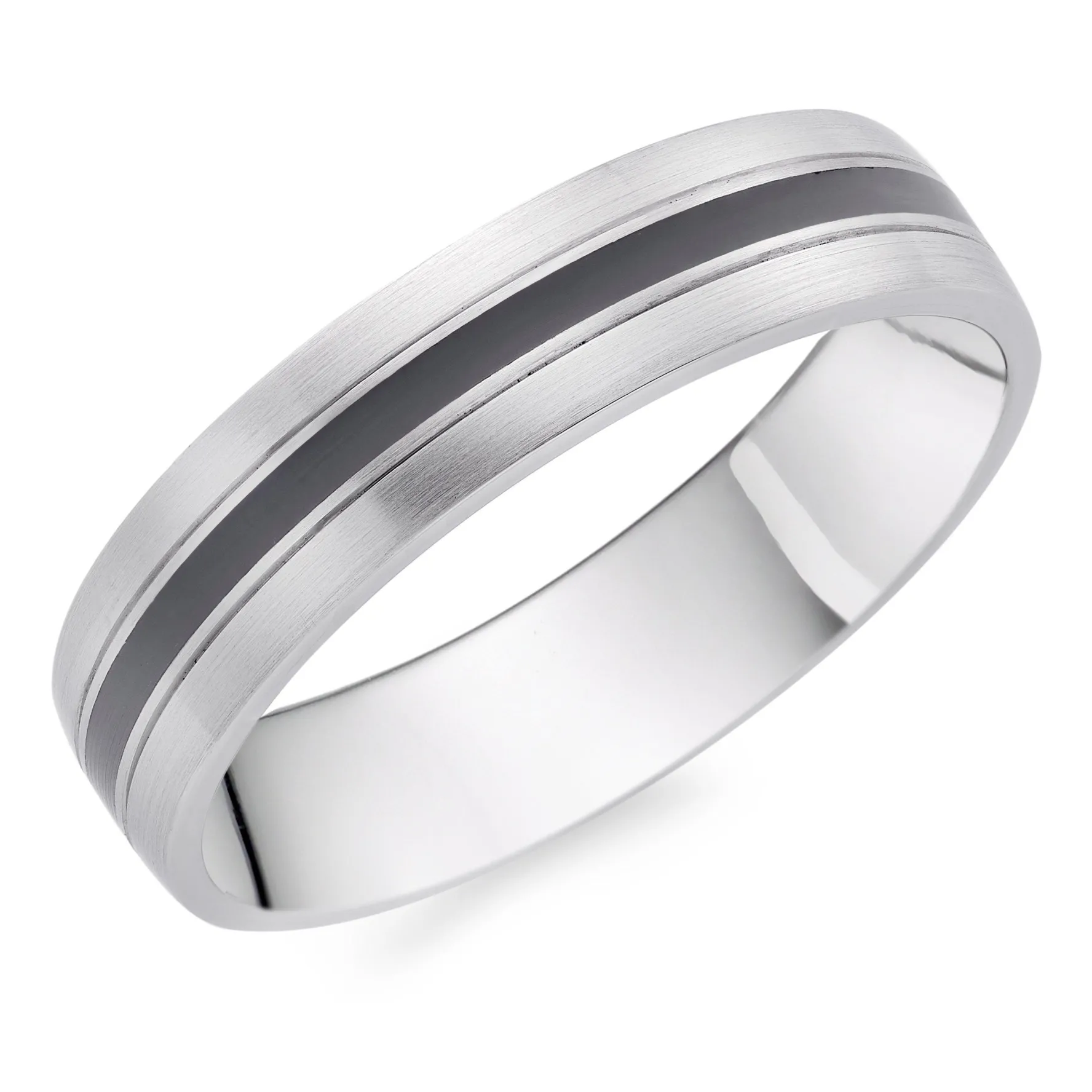 Beaverbrooks Platinum Grey Ceramic 5mm Men’s Wedding Ring