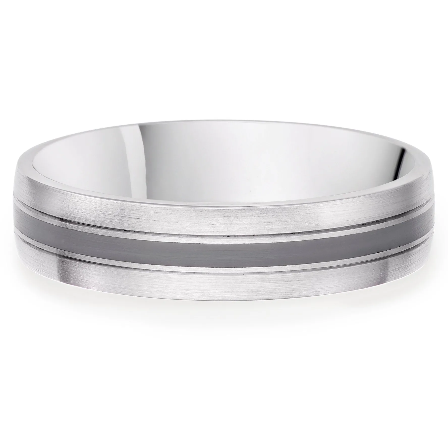 Beaverbrooks Platinum Grey Ceramic 5mm Men’s Wedding Ring