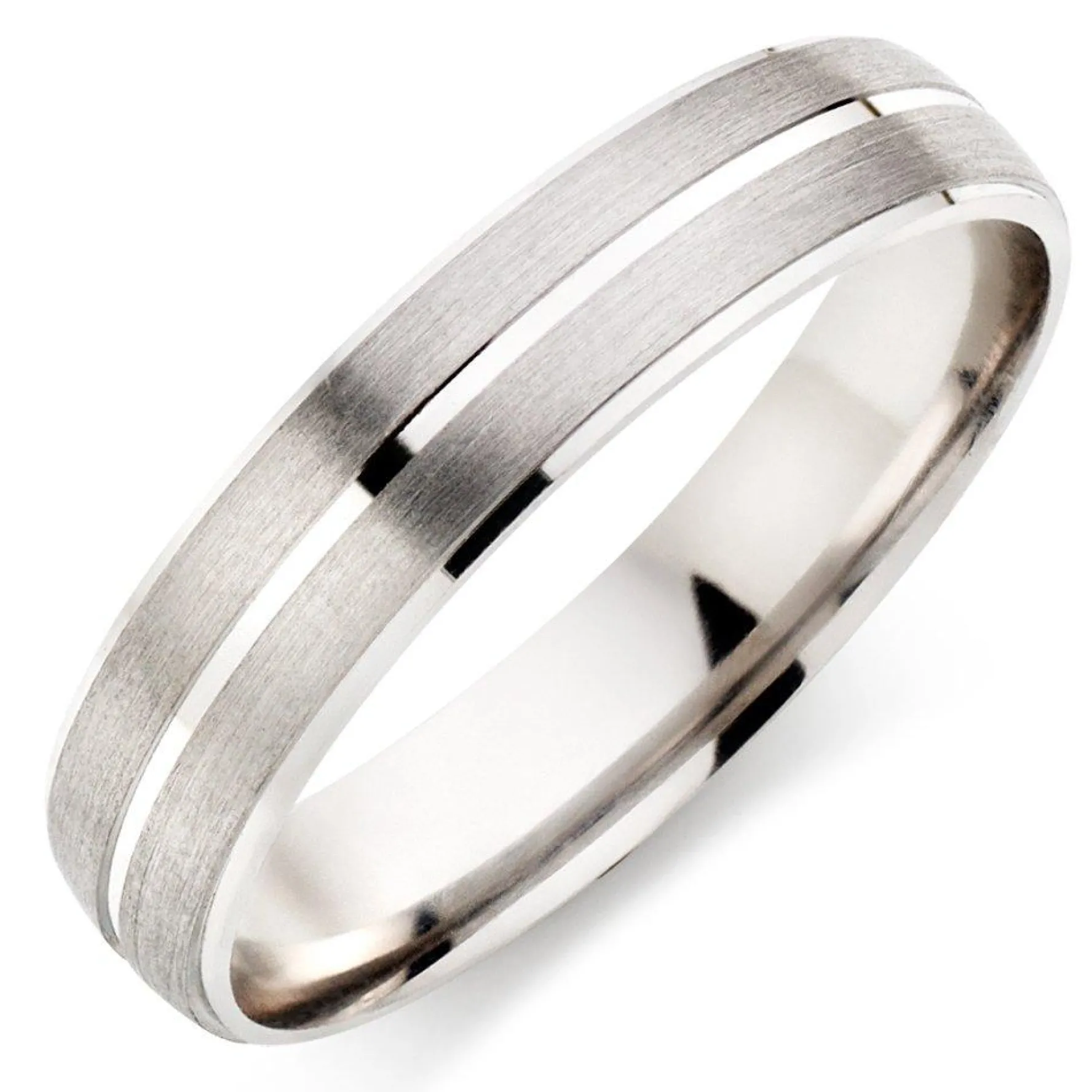 Beaverbrooks Platinum 5mm Brushed Men's Wedding Ring