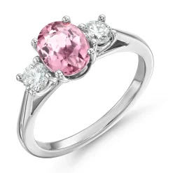 Beaverbrooks Platinum Pink Tourmaline Diamond Engagement Ring