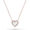 Beaverbrooks Rose Gold Plated Cubic Zirconia Mother of Pearl Heart Necklace