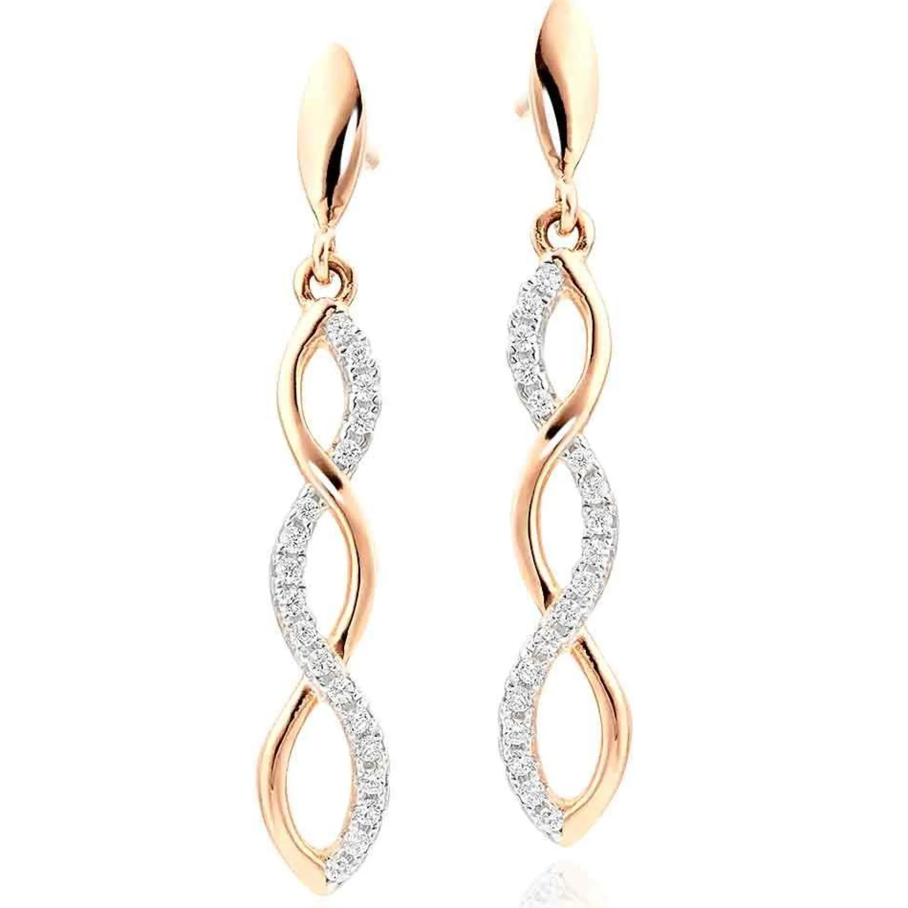 Beaverbrooks Rose Gold Plated Silver Cubic Zirconia Infinity Drop Earrings