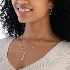 Beaverbrooks Rose Gold Plated Silver Cubic Zirconia Infinity Drop Earrings