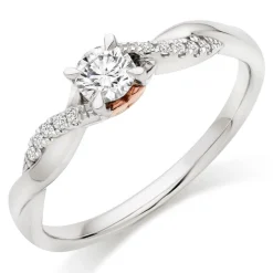 Beaverbrooks Rose Hearts 18ct White Gold and Rose Gold Diamond Solitaire Ring
