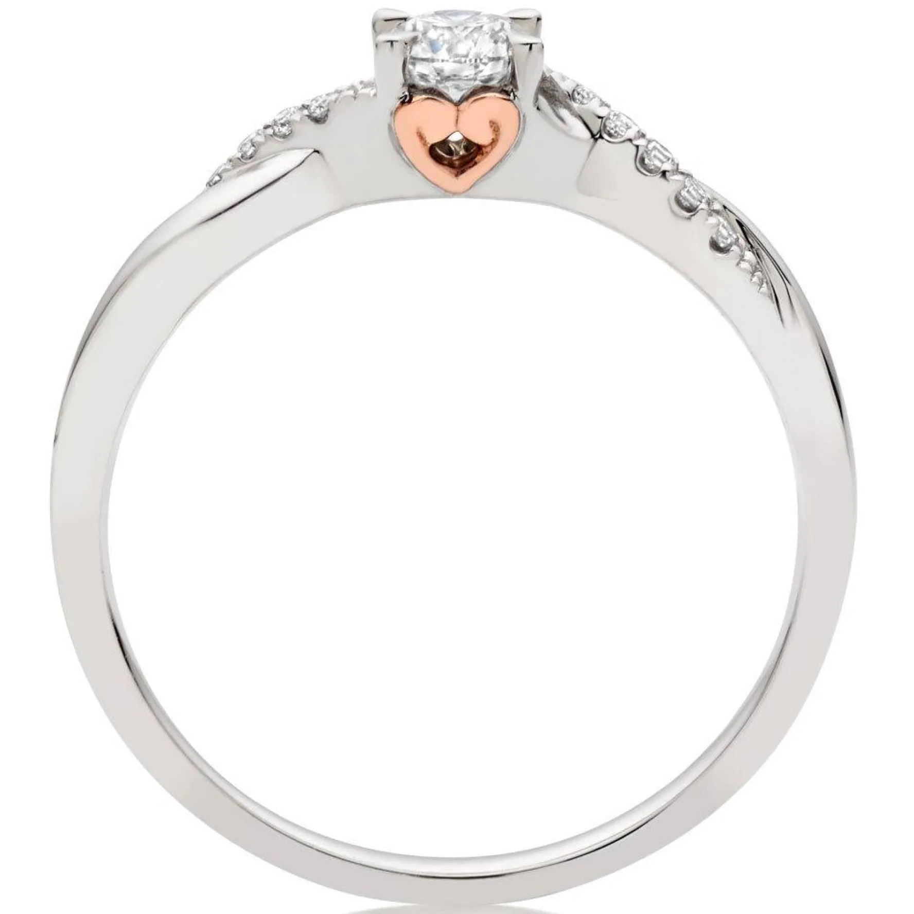 Beaverbrooks Rose Hearts 18ct White Gold and Rose Gold Diamond Solitaire Ring