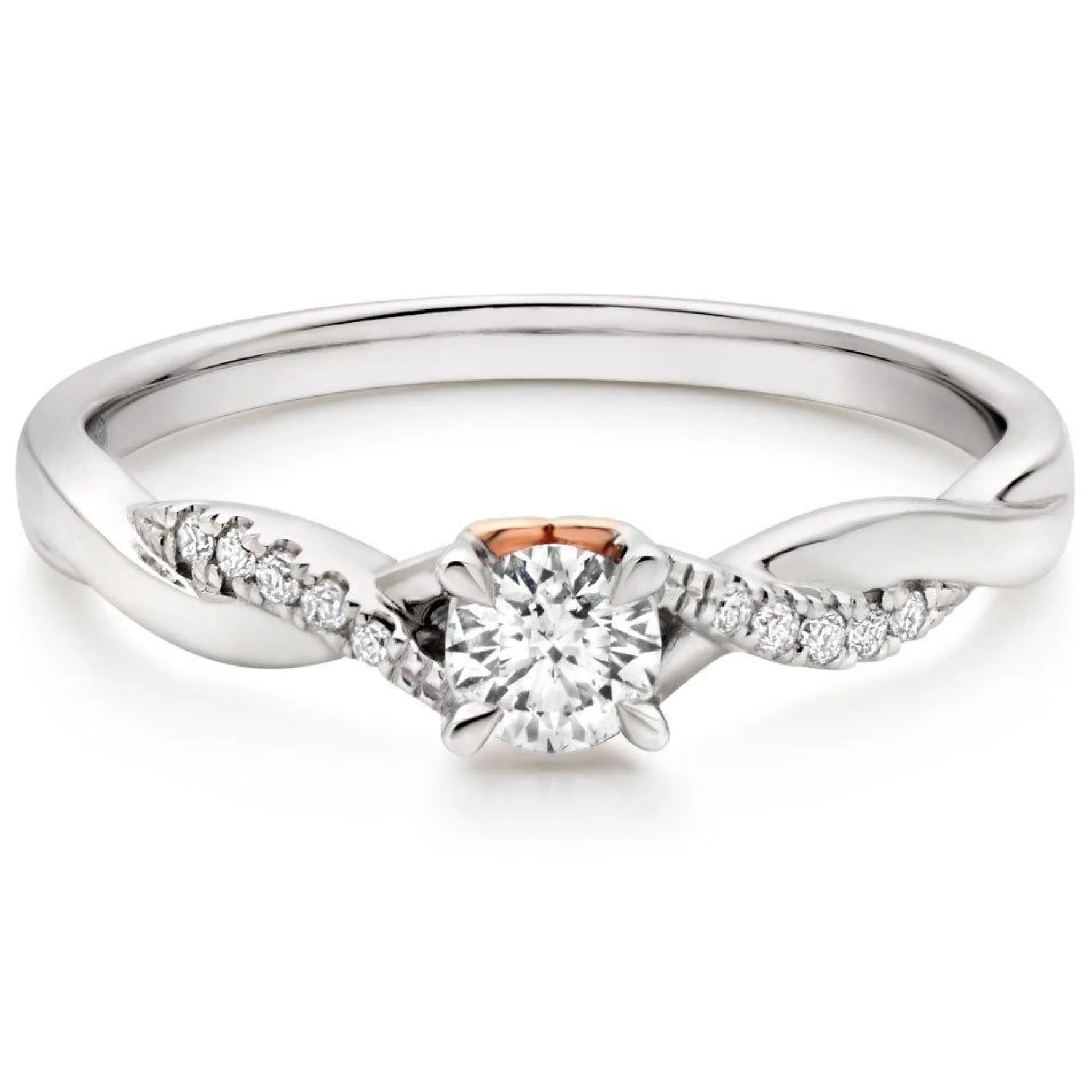 Beaverbrooks Rose Hearts 18ct White Gold and Rose Gold Diamond Solitaire Ring