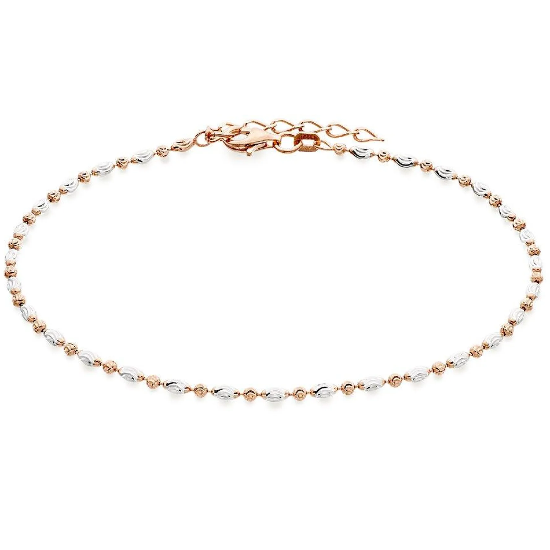 Beaverbrooks Silver and Rose Gold Plated Sparkle Anklet