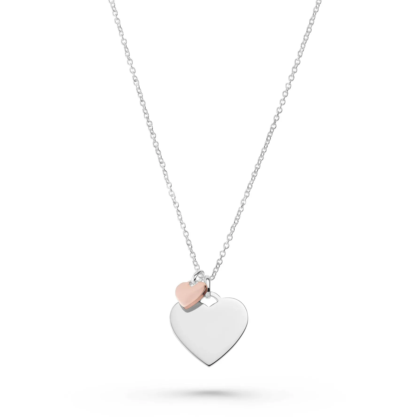 Beaverbrooks Silver and Rose Gold Plated Double Heart Pendant