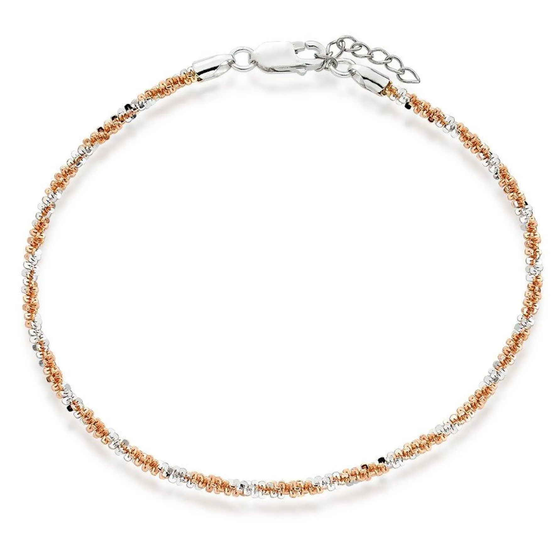 Beaverbrooks Silver and Rose Gold Plated Twist Anklet