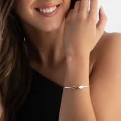 Beaverbrooks Silver and Rose Gold Plated Infinity Bangle