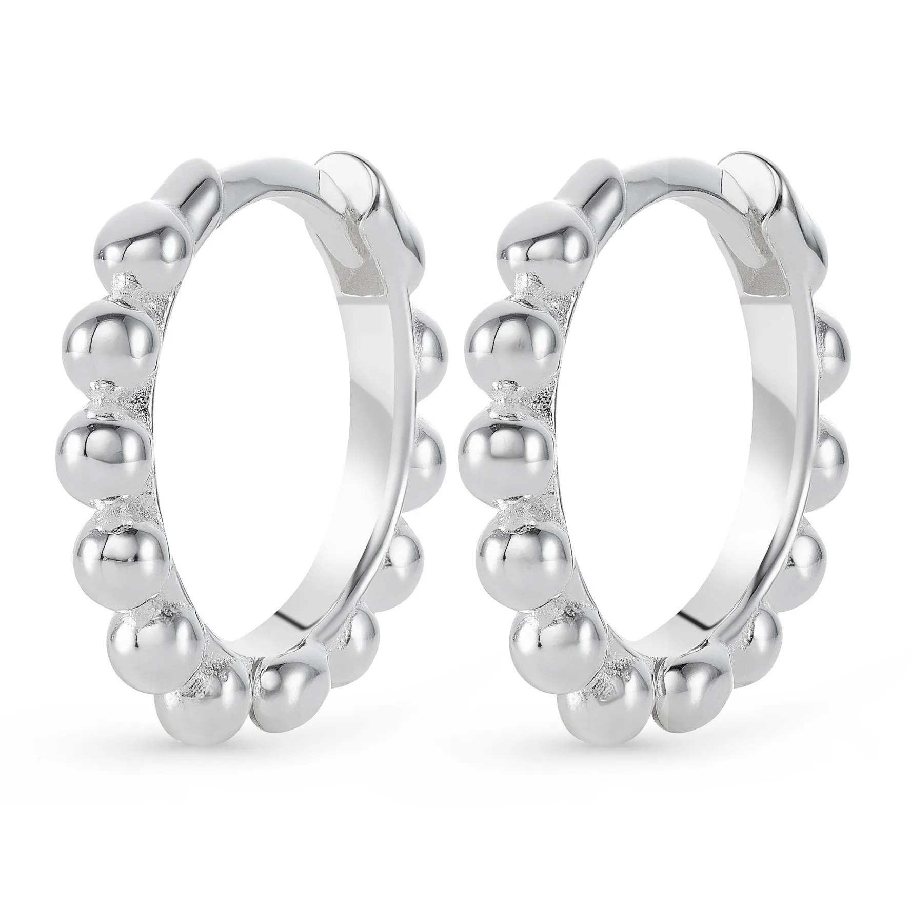 Beaverbrooks Silver Ball Huggie Earrings