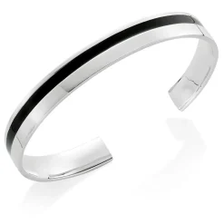 Beaverbrooks Silver Black Resin Torque Men's Bangle
