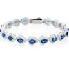 Beaverbrooks Silver Blue Cubic Zirconia Pear Halo Bracelet