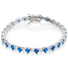 Beaverbrooks Silver Blue Cubic Zirconia Heart Tennis Bracelet