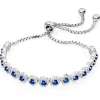 Beaverbrooks Silver Blue Cubic Zirconia Halo Slider Bracelet