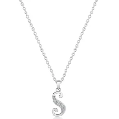 Beaverbrooks Silver Cubic Zirconia Initial S Pendant