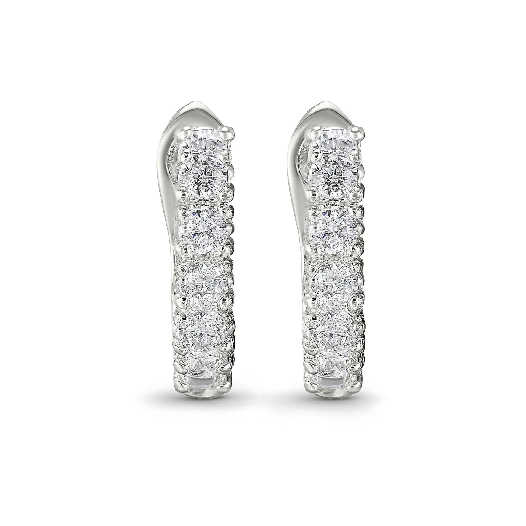 Beaverbrooks Silver Cubic Zirconia Huggie Earrings
