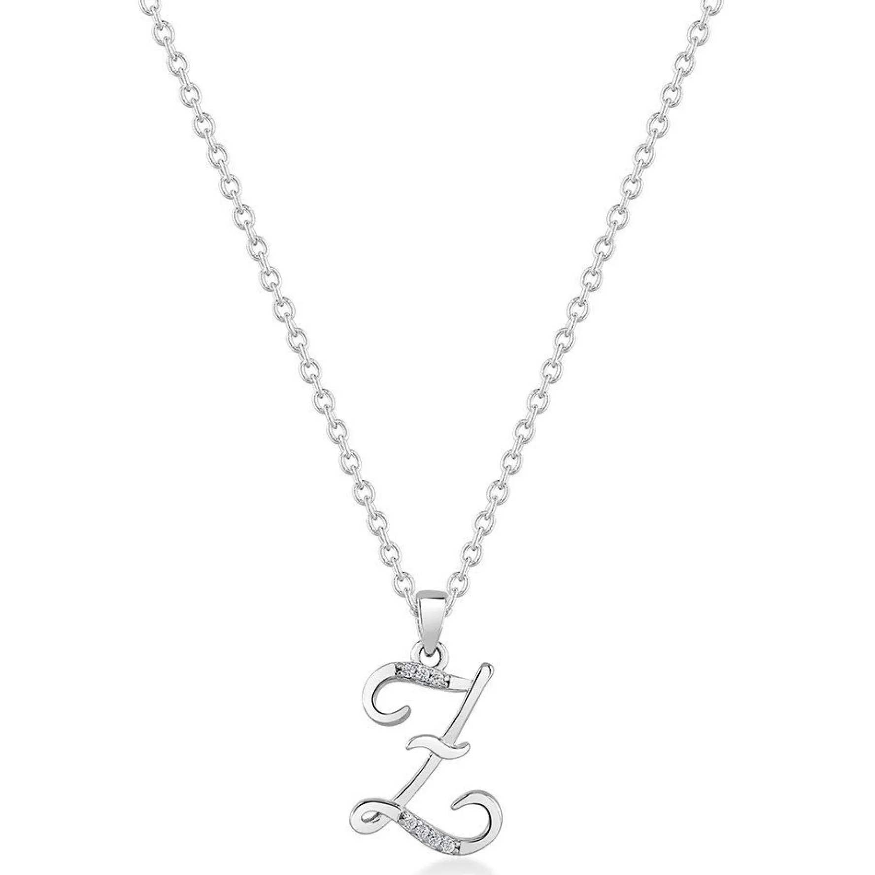 Beaverbrooks Silver Cubic Zirconia Initial Z Pendant