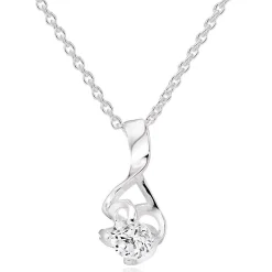 Beaverbrooks Silver Cubic Zirconia Twist Pendant