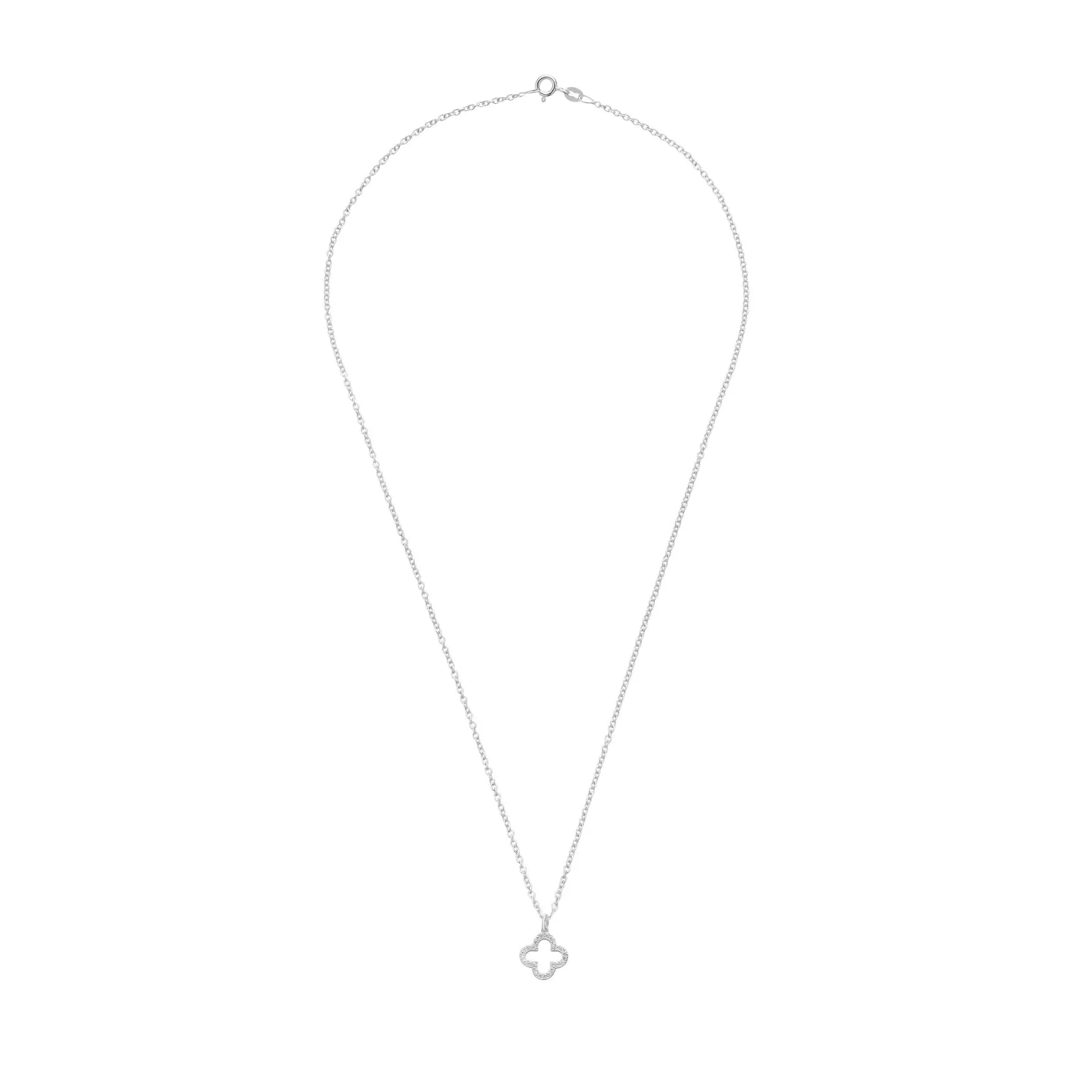 Beaverbrooks Silver Cubic Zirconia Open Clover Pendant