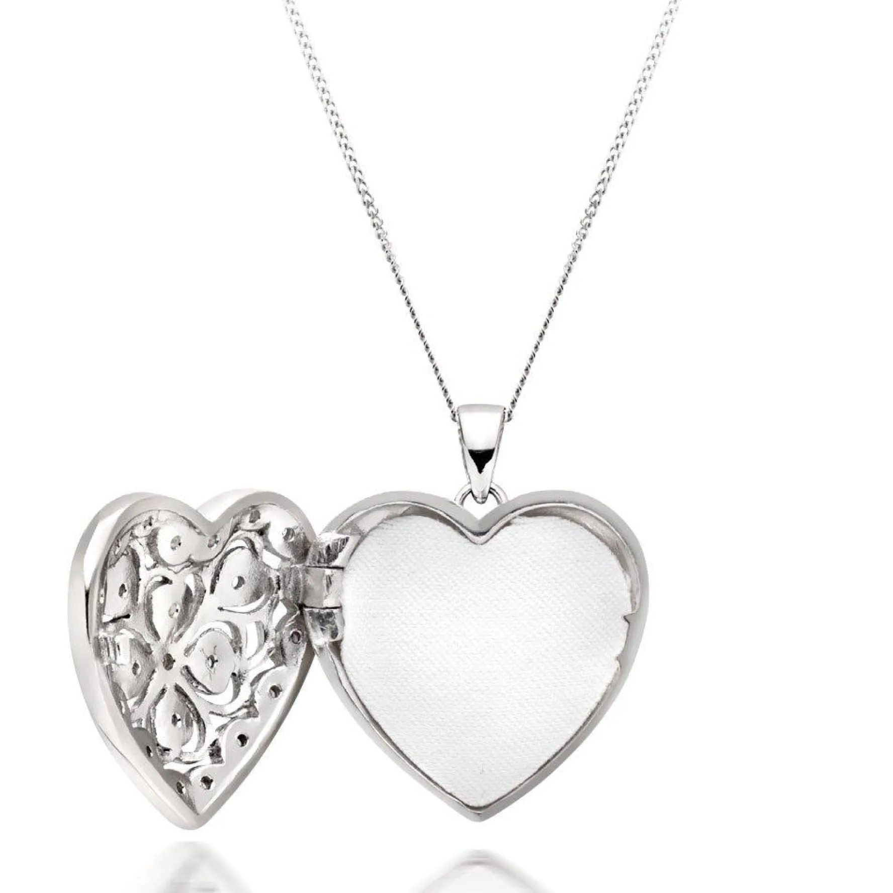 Beaverbrooks Silver Cubic Zirconia Heart Locket Pendant