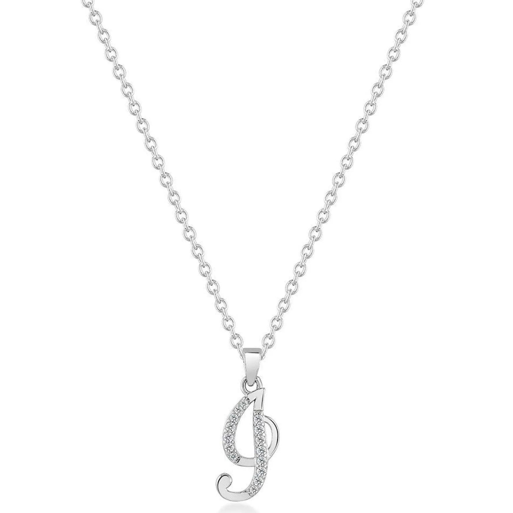 Beaverbrooks Silver Cubic Zirconia Initial I Pendant