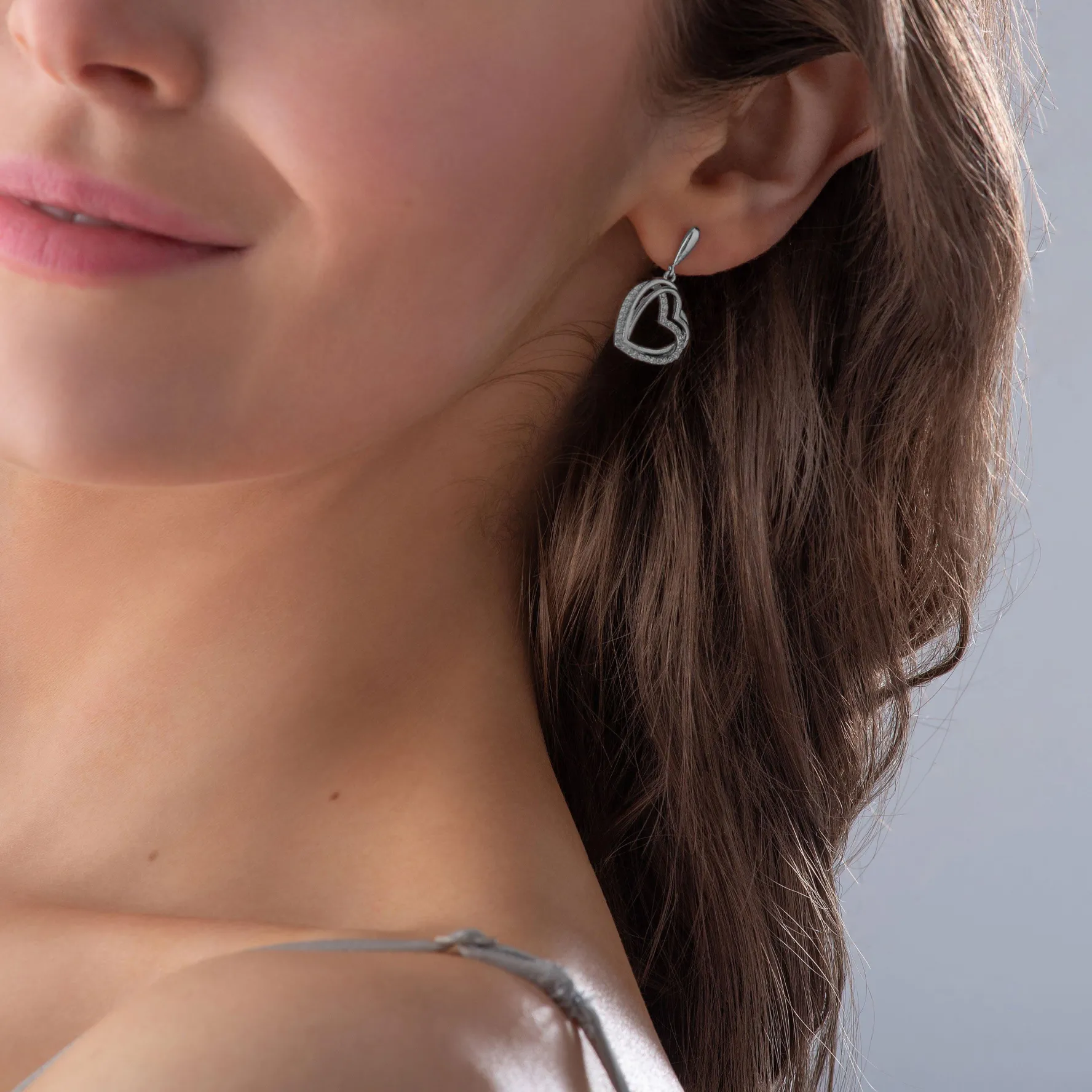 Beaverbrooks Silver Cubic Zirconia Heart Drop Earrings