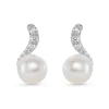 Beaverbrooks Silver Cubic Zirconia Freshwater Cultured Pearl Earrings