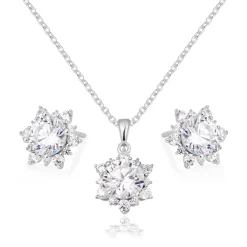 Beaverbrooks Silver Cubic Zirconia Pendant and Earrings Set