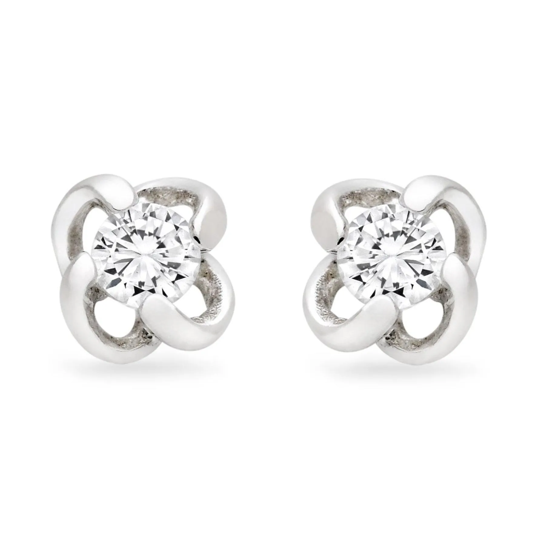 Beaverbrooks Silver Cubic Zirconia Twist Stud Earrings