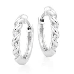 Beaverbrooks Silver Cubic Zirconia Twist Hoop Earrings