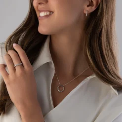 Beaverbrooks Silver Cubic Zirconia Twist Hoop Earrings