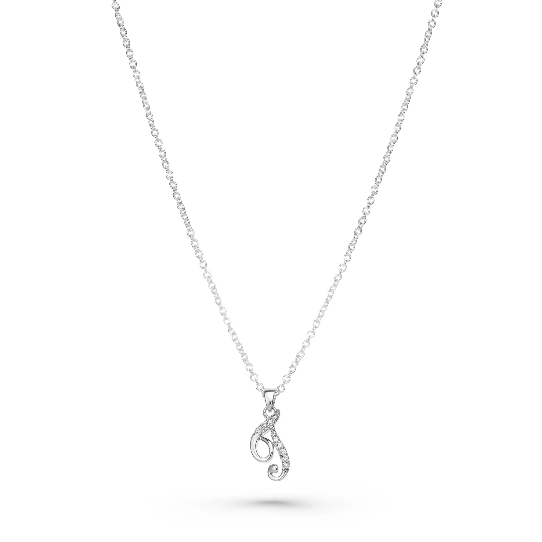 Beaverbrooks Silver Cubic Zirconia Initial T Pendant