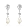 Beaverbrooks Silver Cubic Zirconia Freshwater Cultured Pearl Drop Earrings