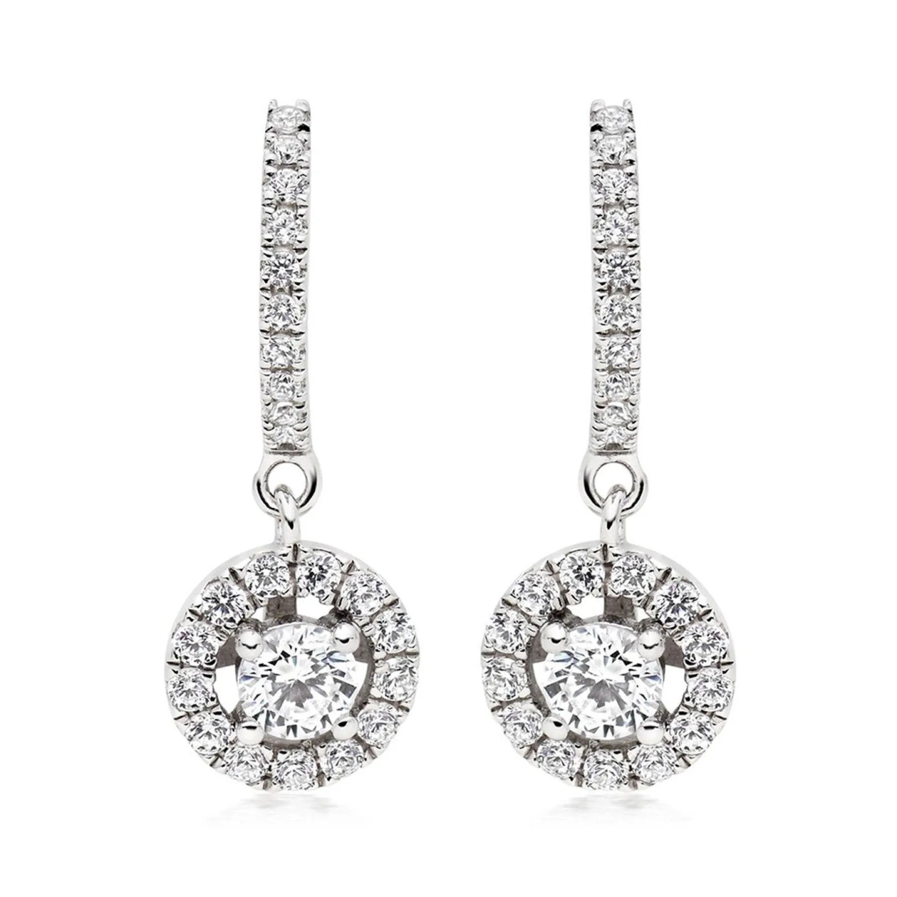 Beaverbrooks Silver Cubic Zirconia Halo Drop Earrings