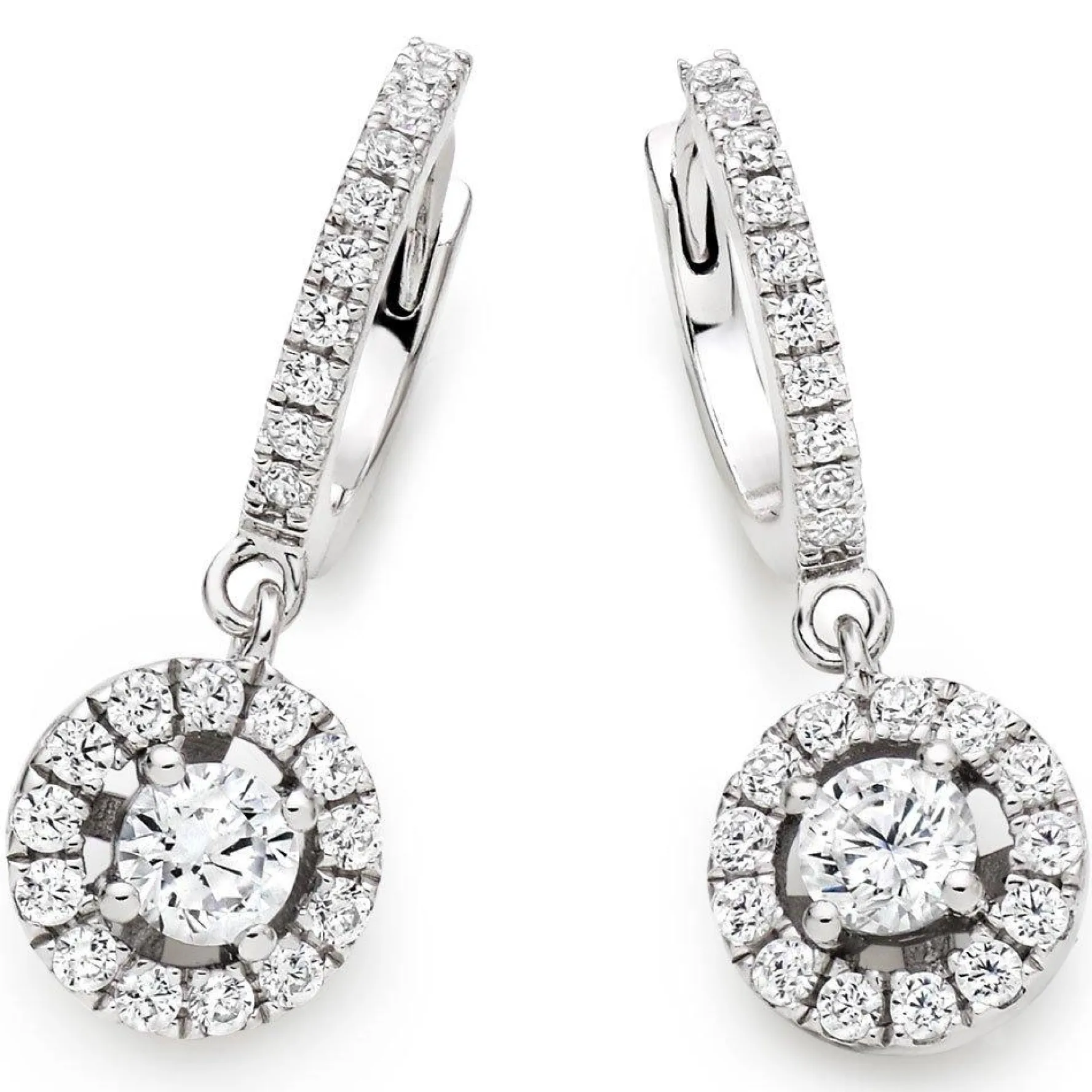 Beaverbrooks Silver Cubic Zirconia Halo Drop Earrings