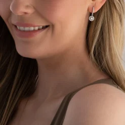 Beaverbrooks Silver Cubic Zirconia Halo Drop Earrings
