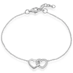 Beaverbrooks Silver Cubic Zirconia Double Heart Bracelet