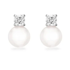 Beaverbrooks Silver Cubic Zirconia Pearl Drop Earrings