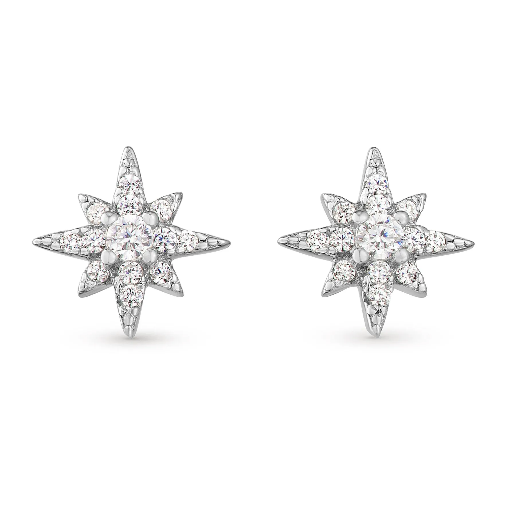 Beaverbrooks Silver Cubic Zirconia Star Stud Earrings