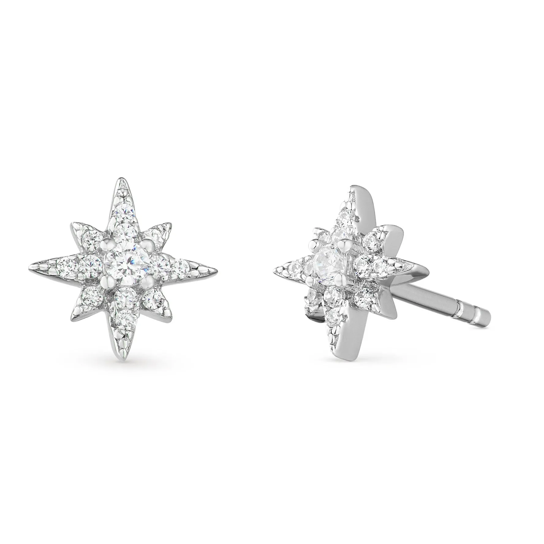 Beaverbrooks Silver Cubic Zirconia Star Stud Earrings