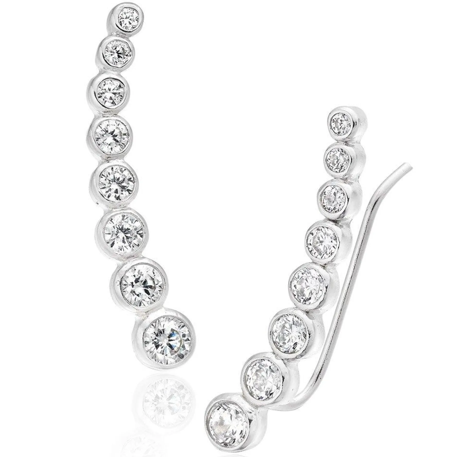 Beaverbrooks Silver Cubic Zirconia Climber Earrings