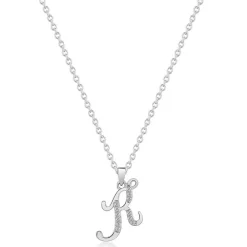 Beaverbrooks Silver Cubic Zirconia Initial K Pendant