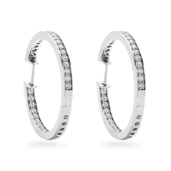 Beaverbrooks Silver Cubic Zirconia Round Hoop Earrings