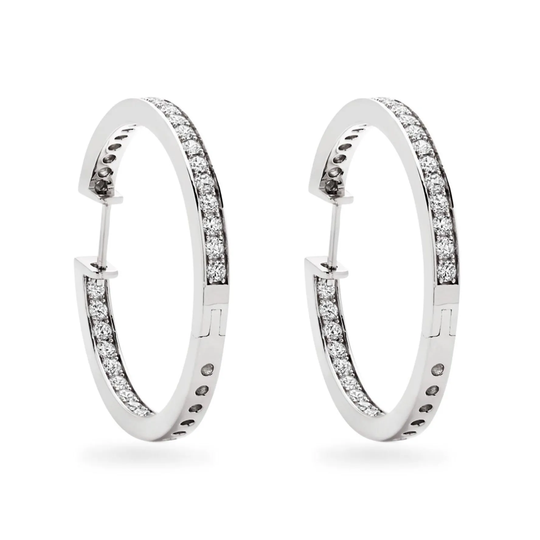Beaverbrooks Silver Cubic Zirconia Round Hoop Earrings