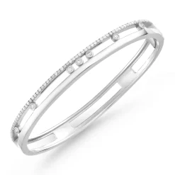 Beaverbrooks Silver Cubic Zirconia 6cm Glide Bangle