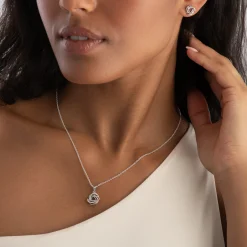 Beaverbrooks Silver Cubic Zirconia Knot Stud Earrings