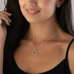 Beaverbrooks Silver Cubic Zirconia Triangle Pendant