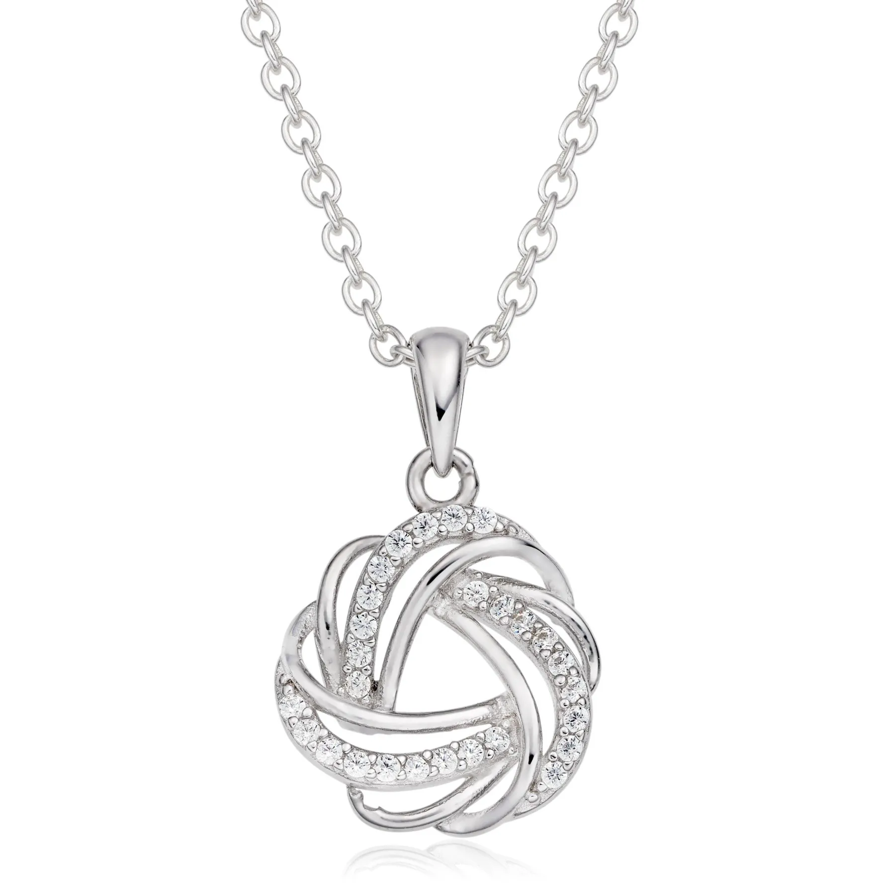 Beaverbrooks Silver Cubic Zirconia Knot Pendant