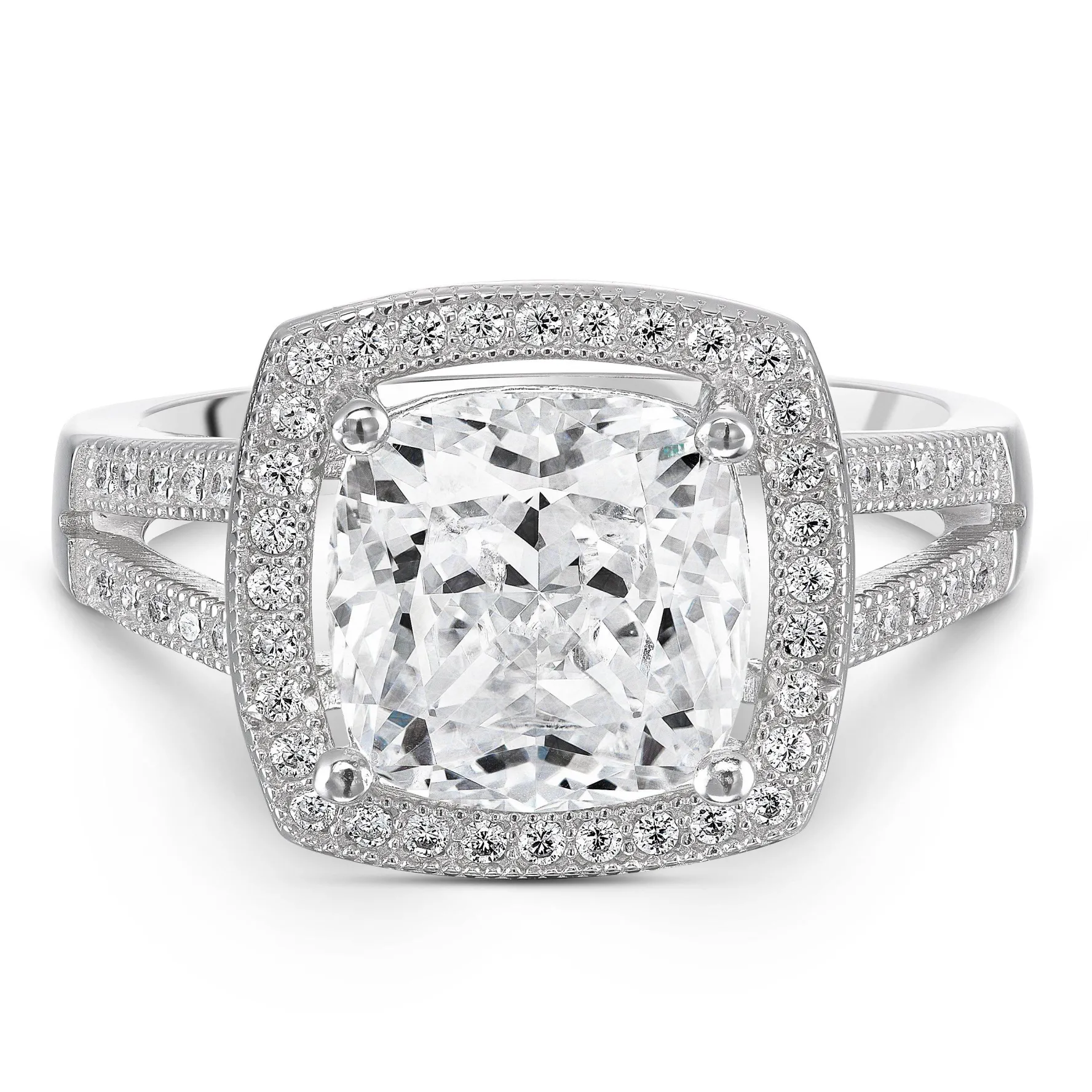 Beaverbrooks Silver Cubic Zirconia Cluster Ring